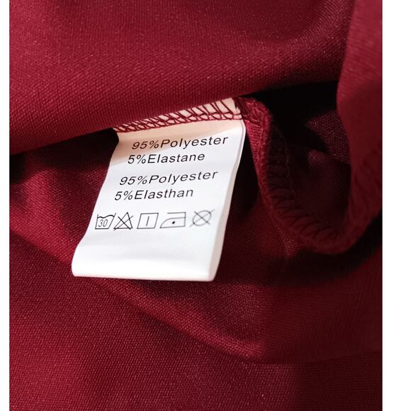 NEW GRACE KARIN Blouse Top 2X-SNUG FIT-See pic Faux Wrap Burgundy Peplum Career - Picture 6 of 8